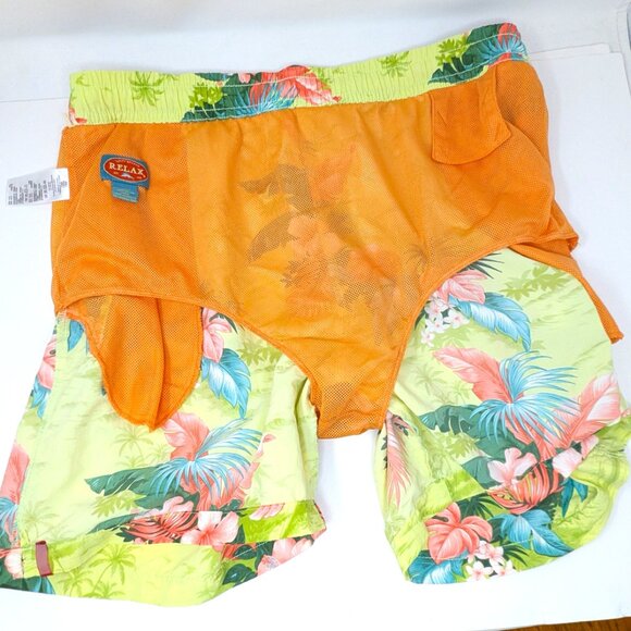 Tommy Bahama Relax Men's Swim Trunks XL Bright Floral Hawaiian Yellow Green EUC - Picture 8 of 16